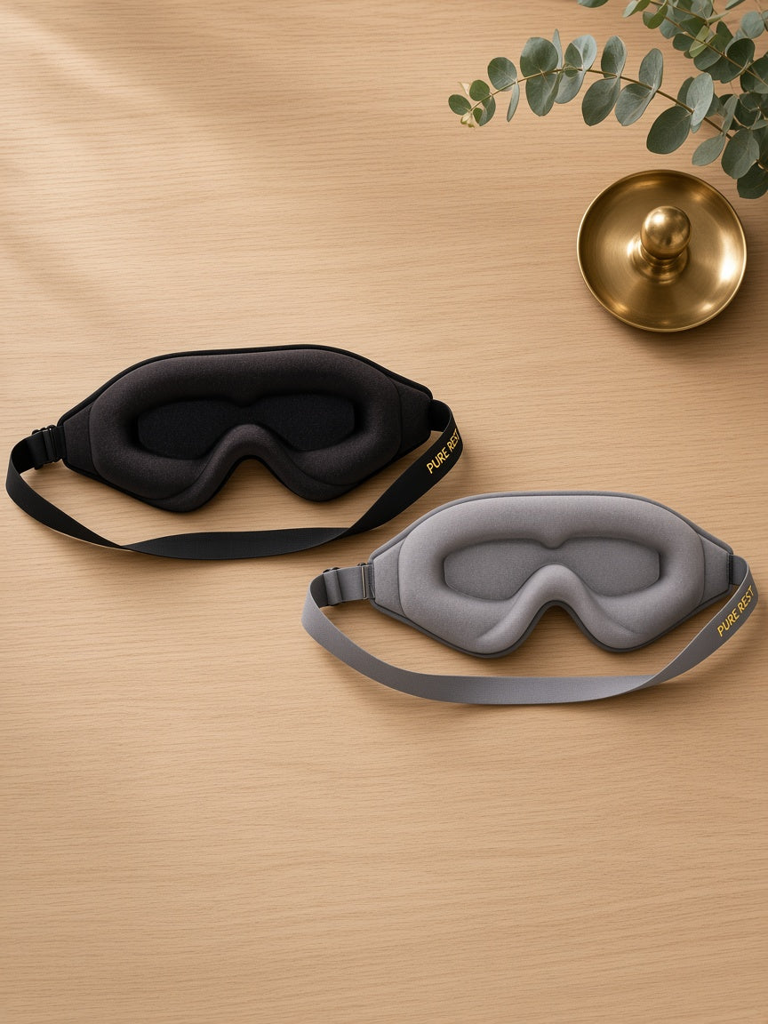 Black and grey Pure Rest masks side by side