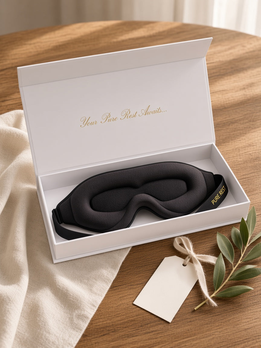 Pure Rest sleep mask in open gift box
